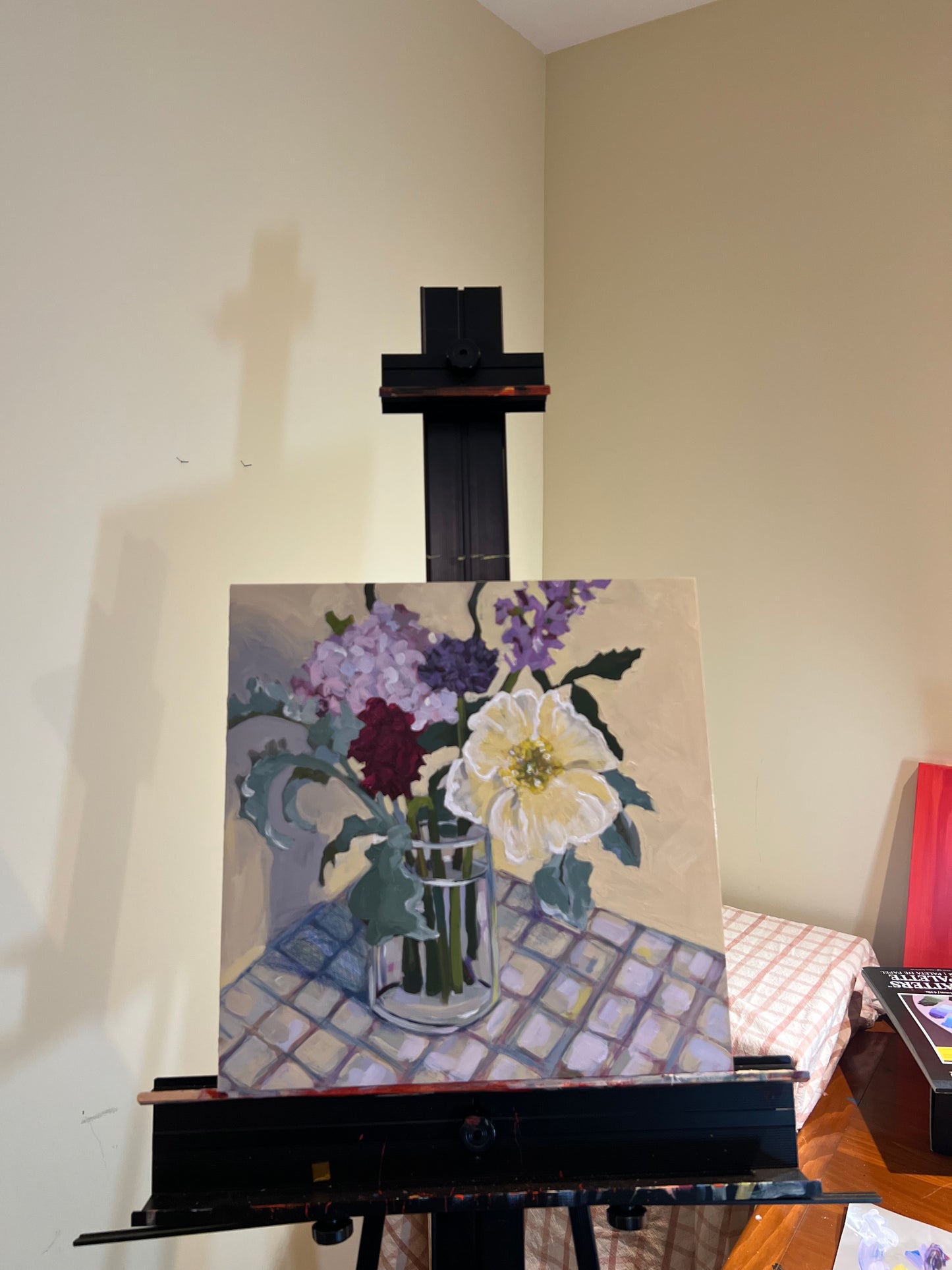 “80s, mom” large acrylic painting on cradled wood panel