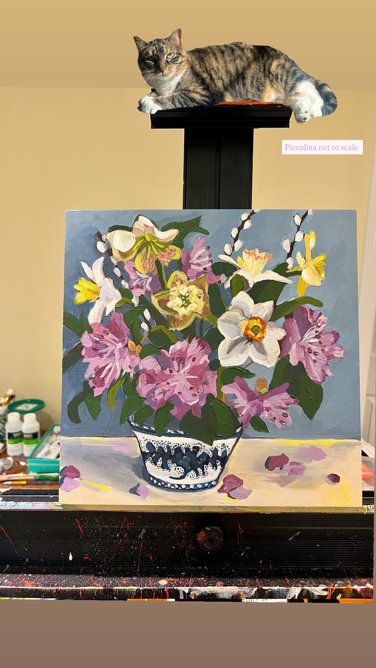 Purple Girl - original framed floral painting