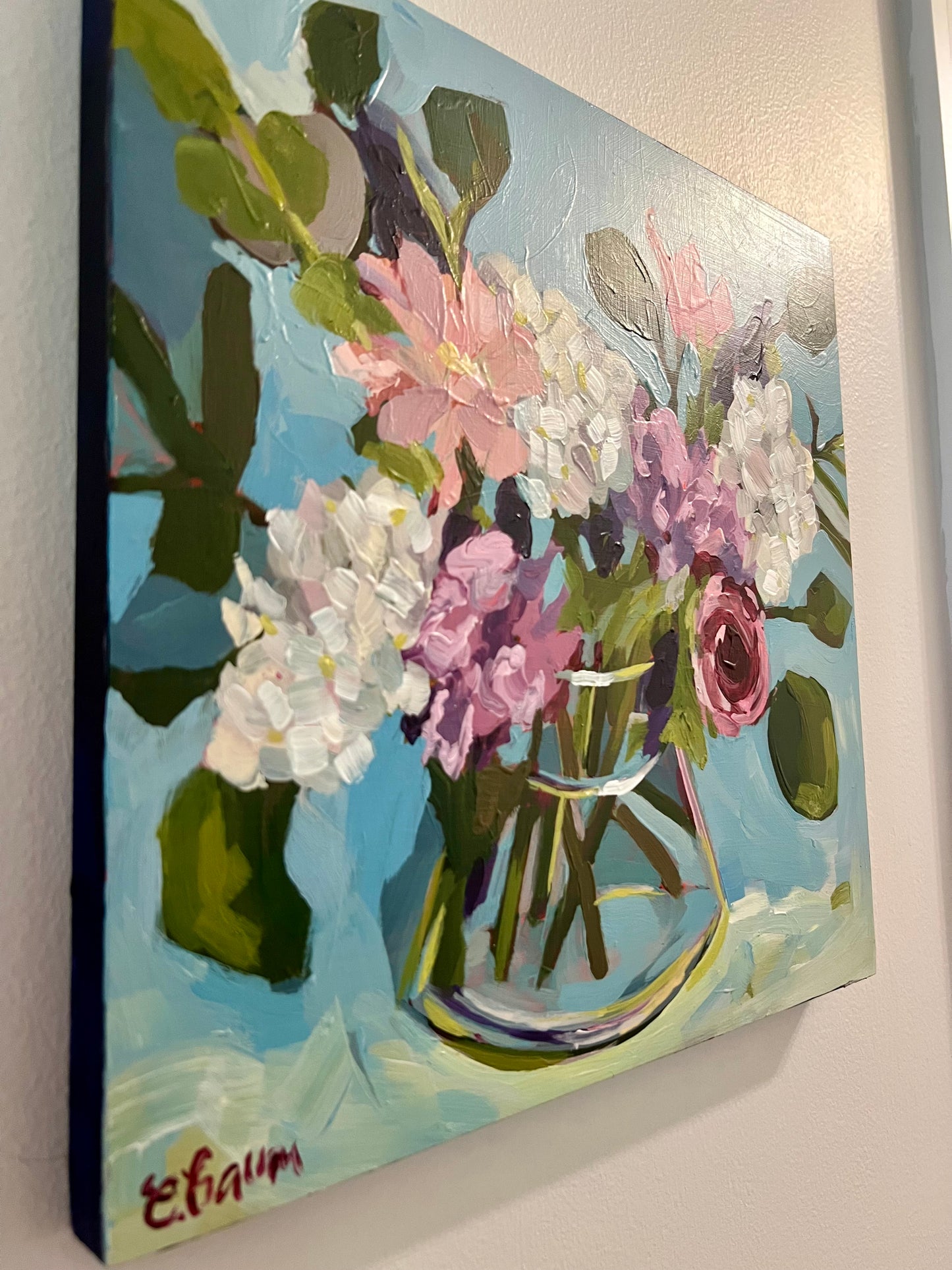 Beach House Blue - 12x12 floral painting