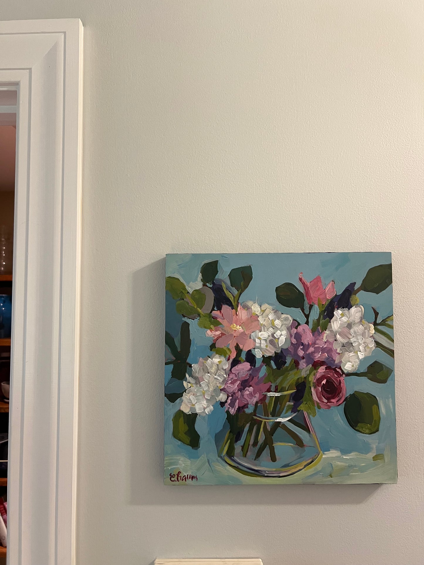 Beach House Blue - 12x12 floral painting