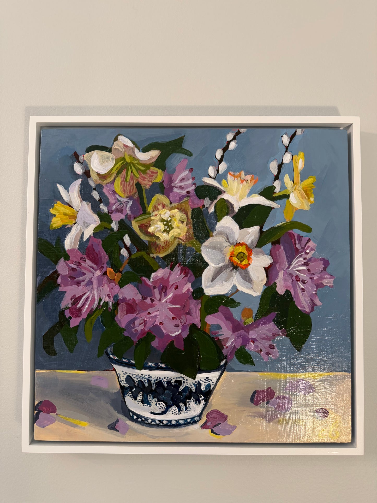 Purple Girl - original framed floral painting