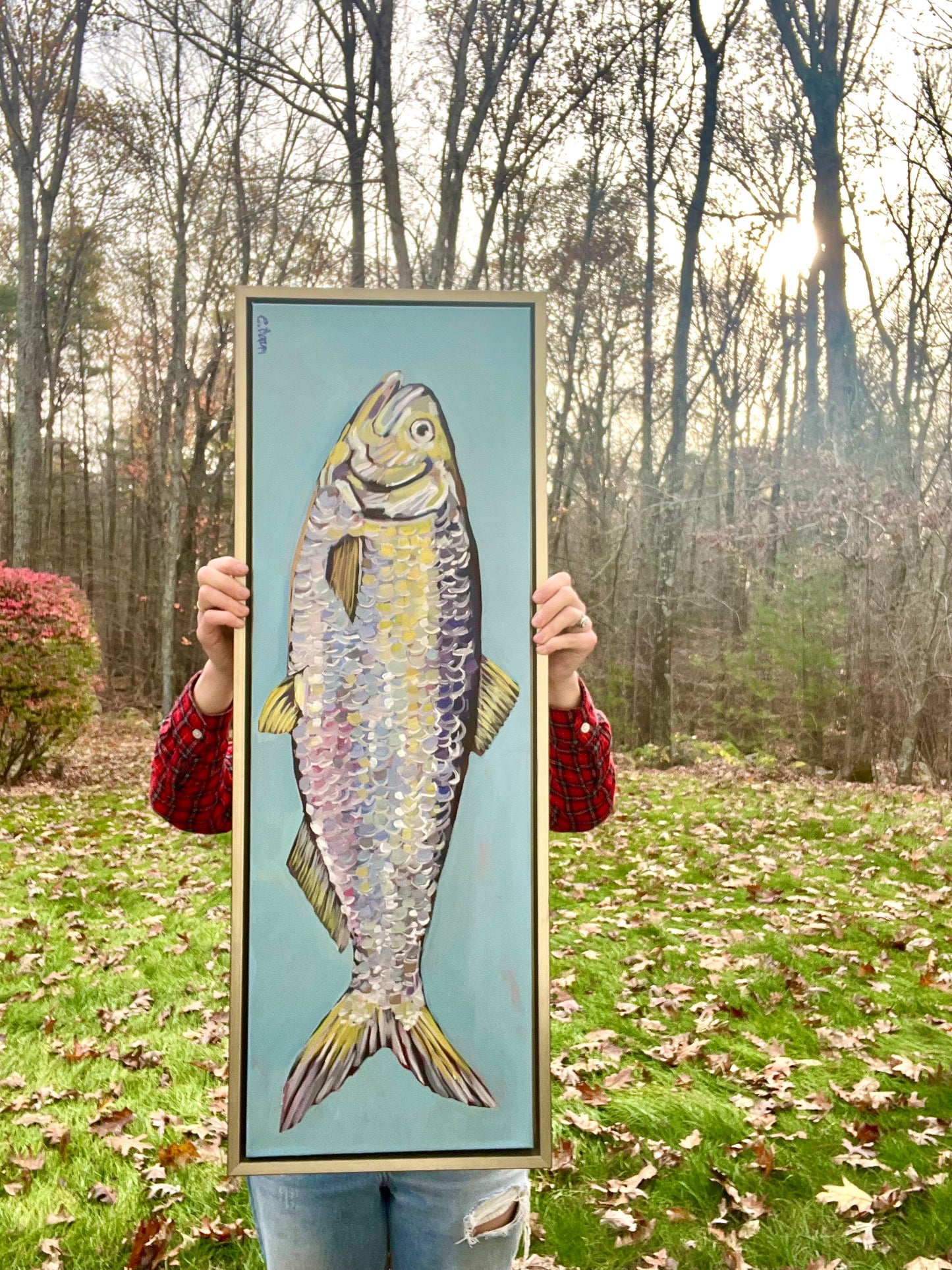 Catch of the Day - fish painting, framed