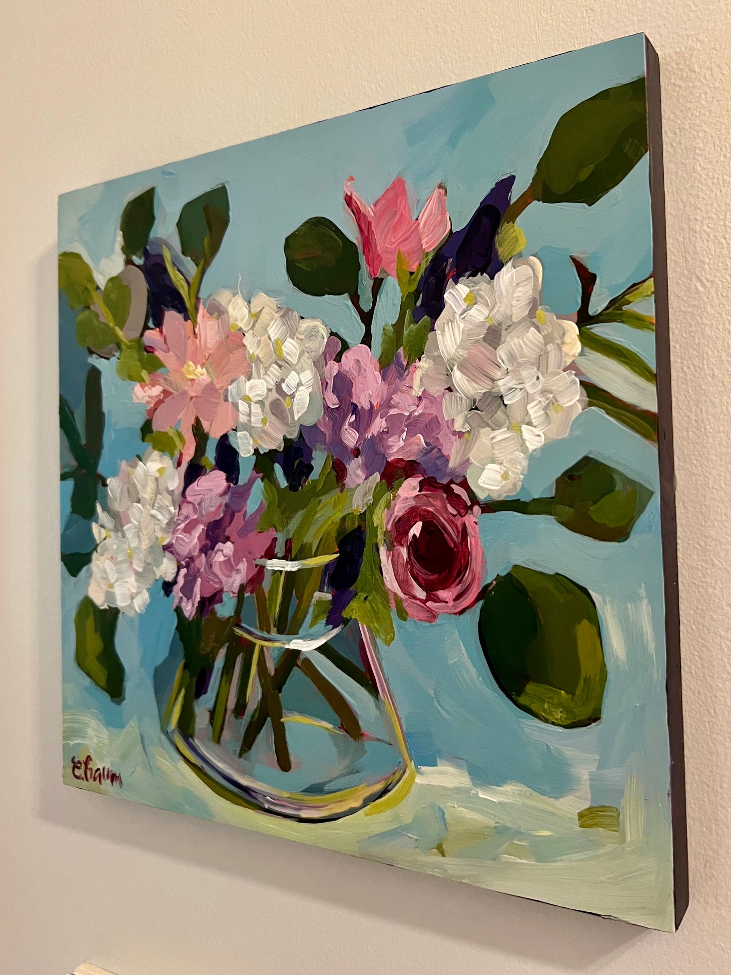 Beach House Blue - 12x12 floral painting