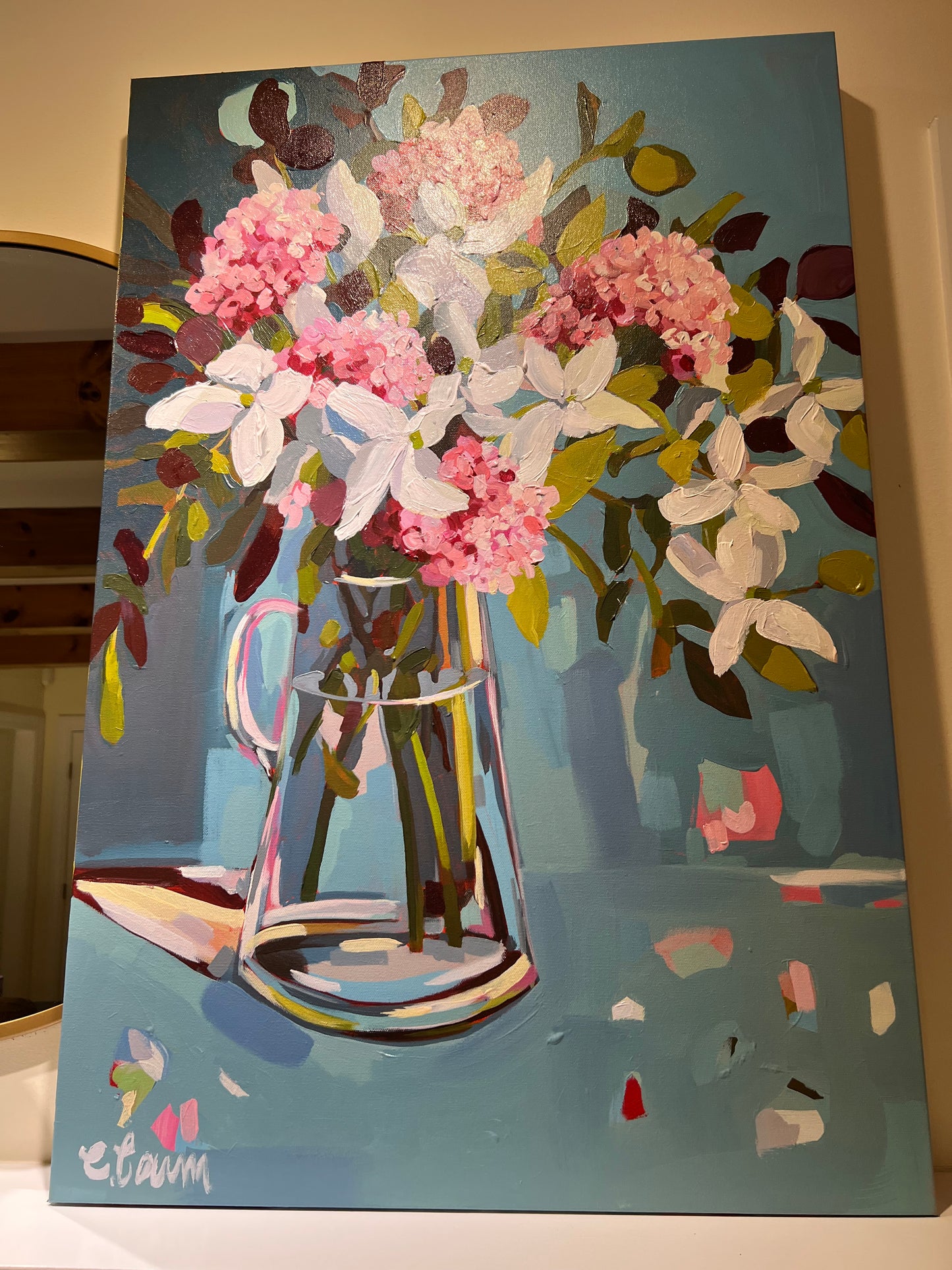 “Smoky Mountain Pink”, large floral painting