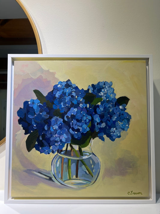 “End of Summer Blues”, original artwork, floral painting of hydrangeas