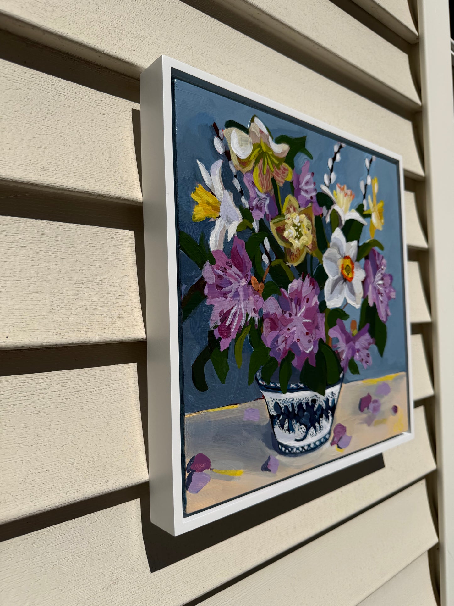 Purple Girl - original framed floral painting