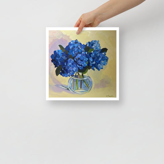 “End of Summer Blues” Art Print, hydrangea art